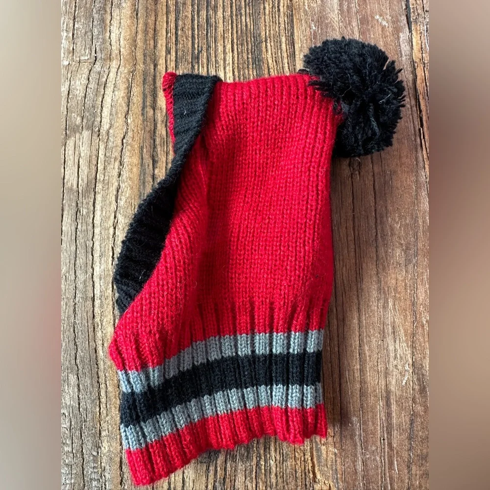 Cozy Red and Black Dog Bennie with Pom-Pom